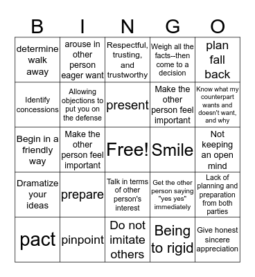 Let's Negotiate Bingo Card