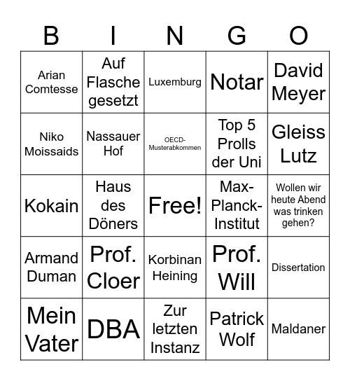 Alex Bingo Card