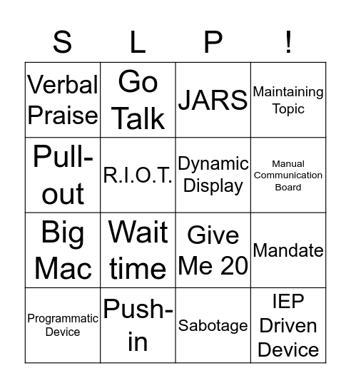 SLP BINGO  Bingo Card