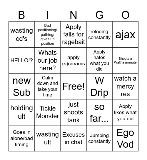relaxed Bingo Card