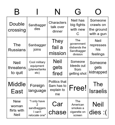 Bag of Sand Bingo Card