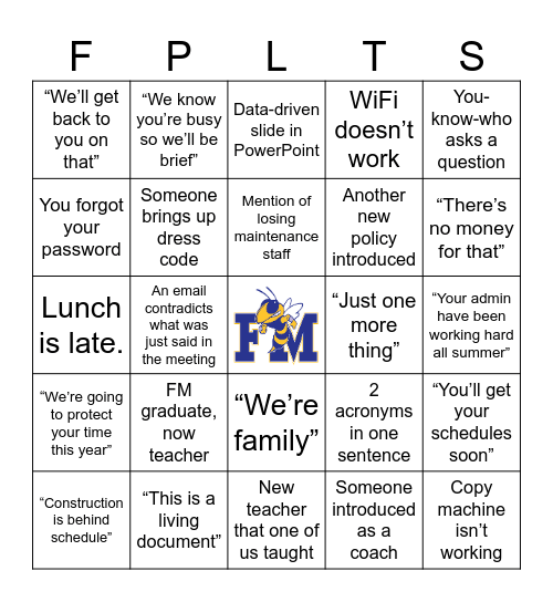 Back to the Hive Bingo Card