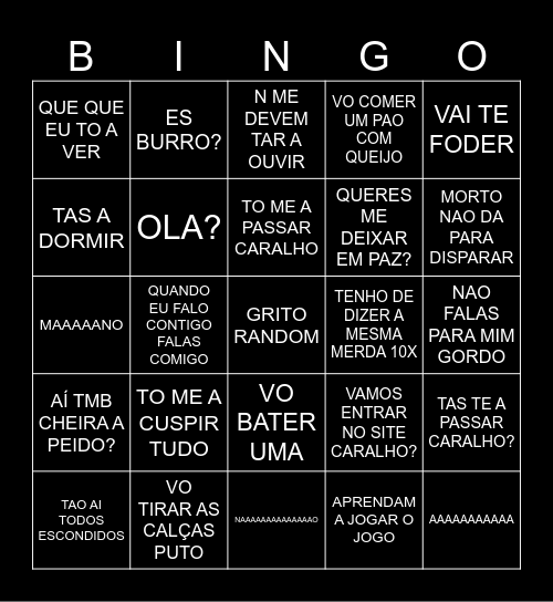 Malato Expressões Bingo Card