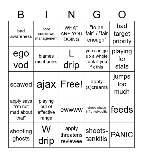 jimpants' amazing Bingo Card