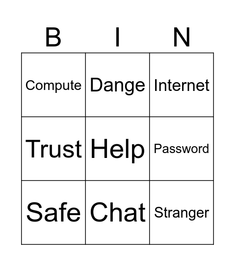 คำศัพท์ภัยออนไลน์ Bingo Card