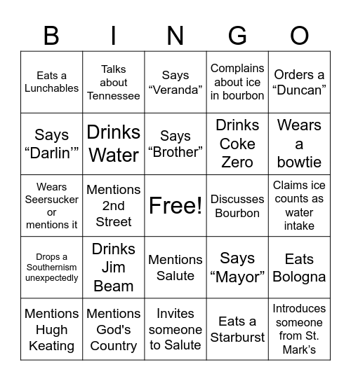 Bourbon & Bologna: A Natami Production Bingo Card