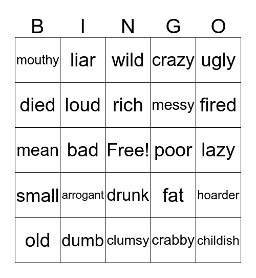 euphemism bingo  Bingo Card