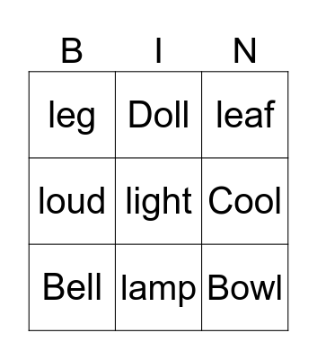 PRONS205 = Bingo Card
