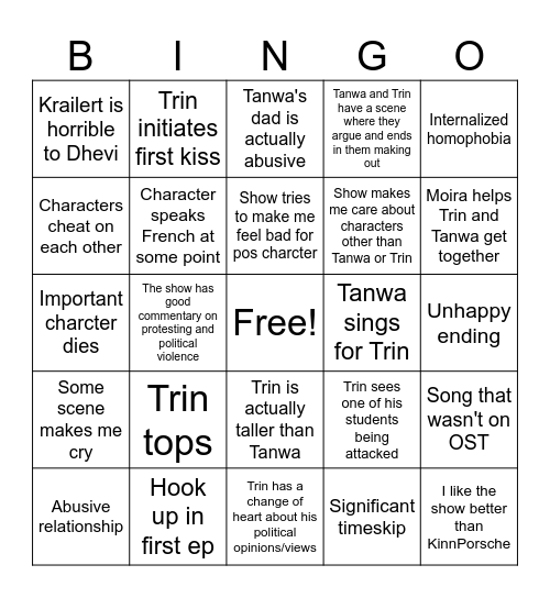 Shine Bingo Card