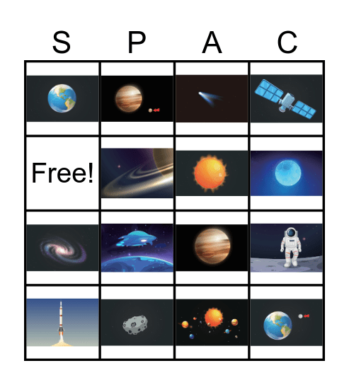 Space vocabulary Bingo Card