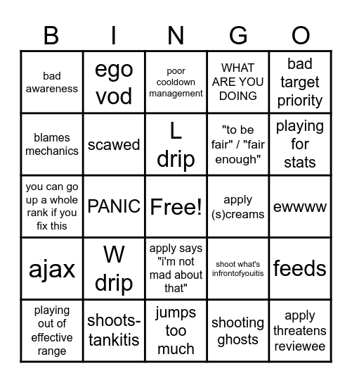 jimpants' amazing Bingo Card