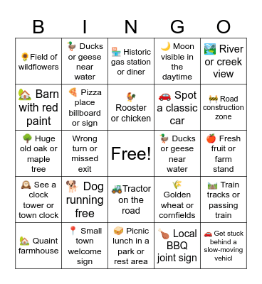 🚗 Travel Bingo: Kansas City, MO ➡ Reach, MO Bingo Card