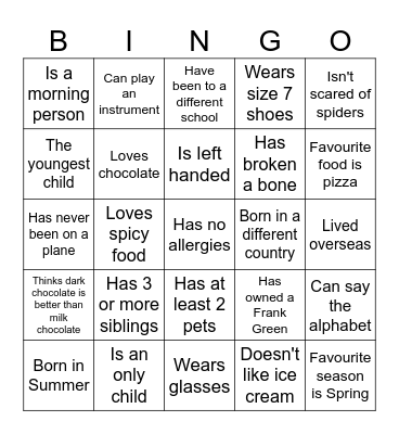 Shine Bingo Card