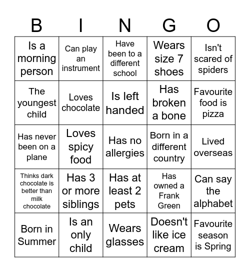 Shine Bingo Card