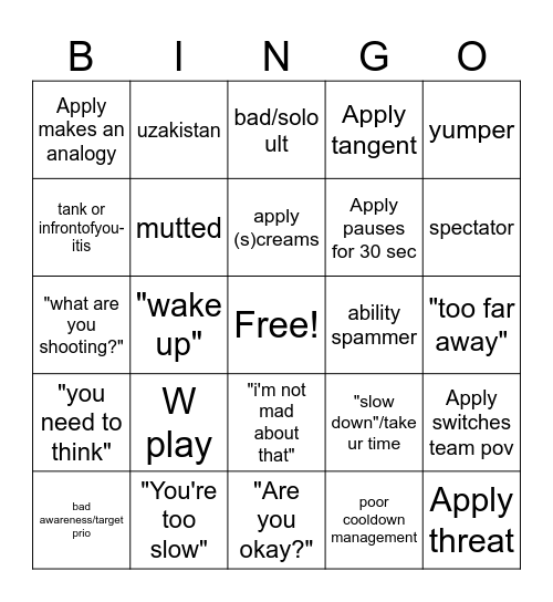 Apply BINGO Card