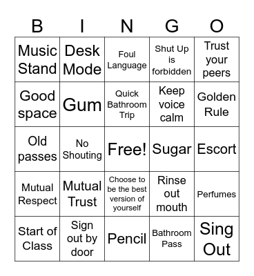 Brewer Expectations Bingo Card