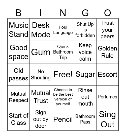Brewer Expectations Bingo Card