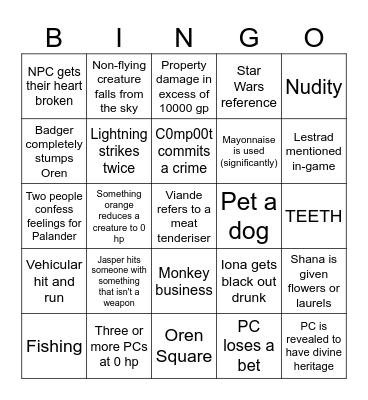 Cass' C2 Bingo Card