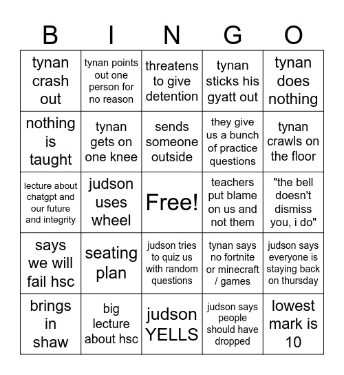 sor1 Bingo Card