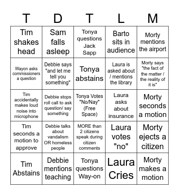 COLLEGEDALE COMMISSION BINGO Card