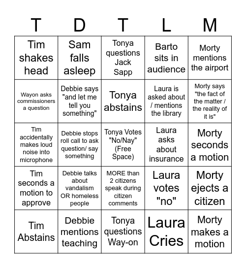 COLLEGEDALE COMMISSION BINGO Card