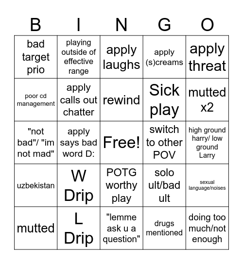 jimpants' amazing Bingo the sequel Bingo Card