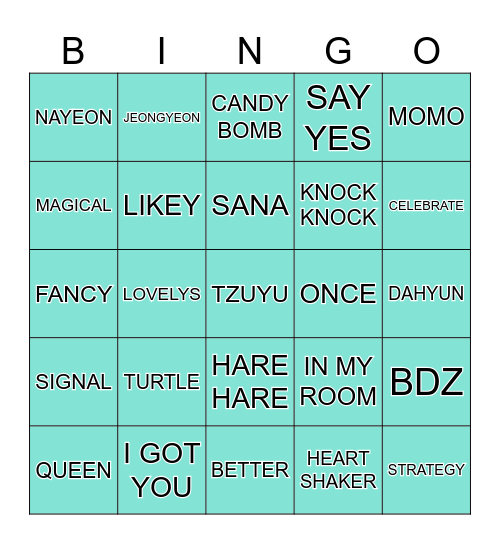 TWICE Bingo Card