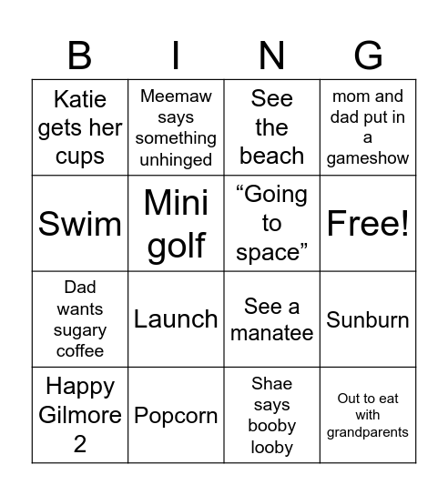 Florida bingo Card