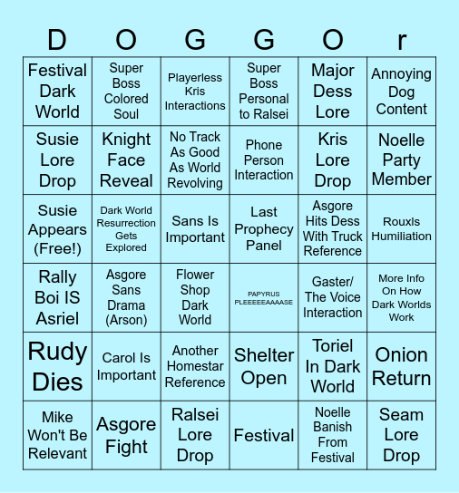 DR CH5 Predictions Bingo Card