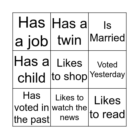 Find Someone Who... Bingo Card