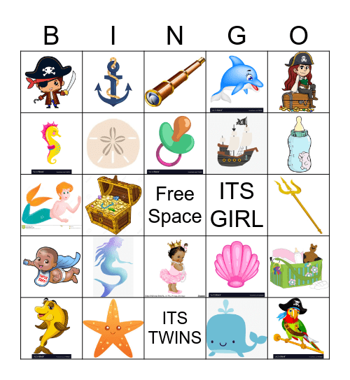 Mermaid Vs. Pirate BINGO Card