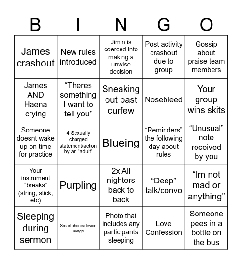 2025 Summer Retreat Bingo Card