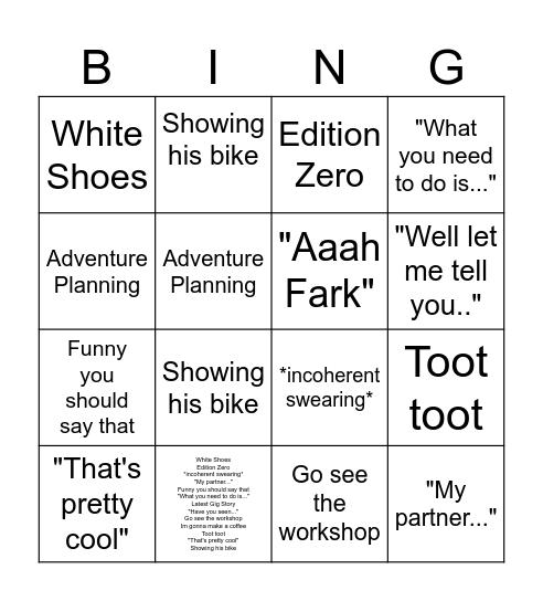 Matt Bingo Card