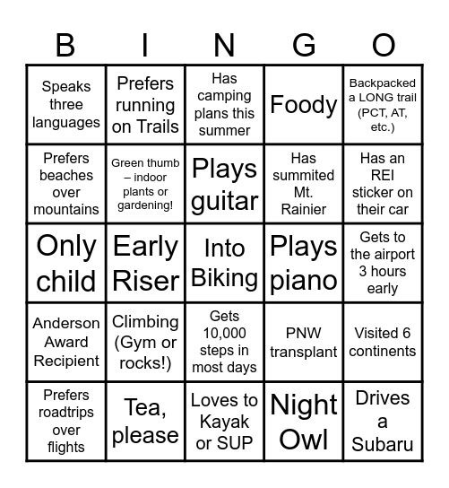 2025 Marketing Summer Event Bingo Card