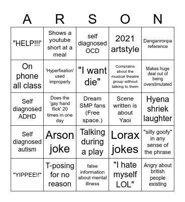 Writing camp 2021 time travellers bingo Card