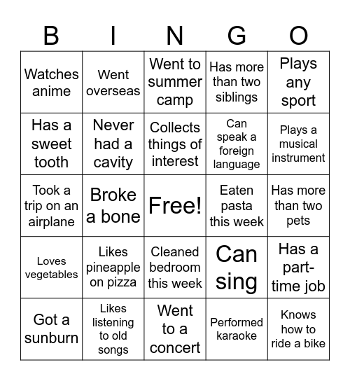 INTERVIEW BINGO Card