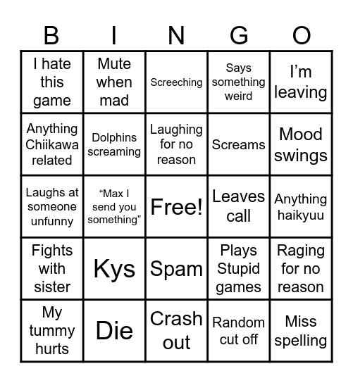 Rose bingo Card