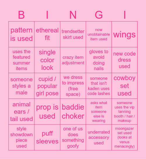 dti bingi with da boys Bingo Card