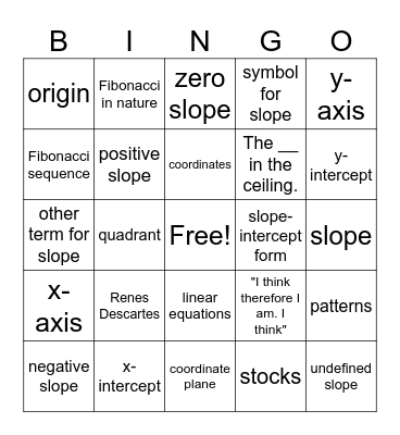 LINEAR TERMS Bingo Card
