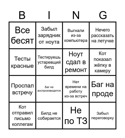 QA Бинго ЖЫЗА Bingo Card