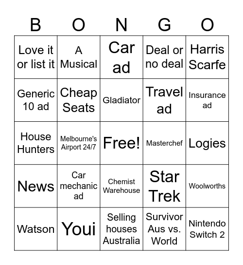 "10" Bongo Bingo Card