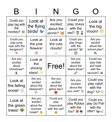 B5 L19 Could you play Go Fish with the otter? 🦦🎣 Bingo Card