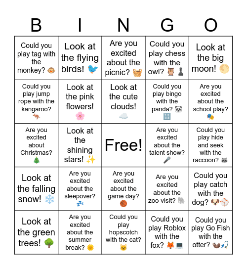 B5 L19 Could you play Go Fish with the otter? 🦦🎣 Bingo Card