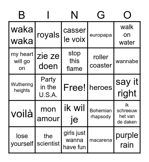 muziekbingo Card