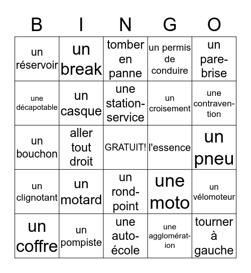 Bon Voyage Niveau 2: Chapitre 7 Bingo Card