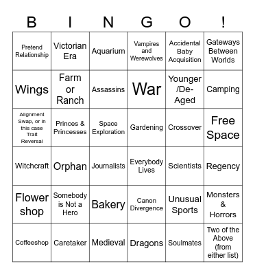 AUgust Bingo Card
