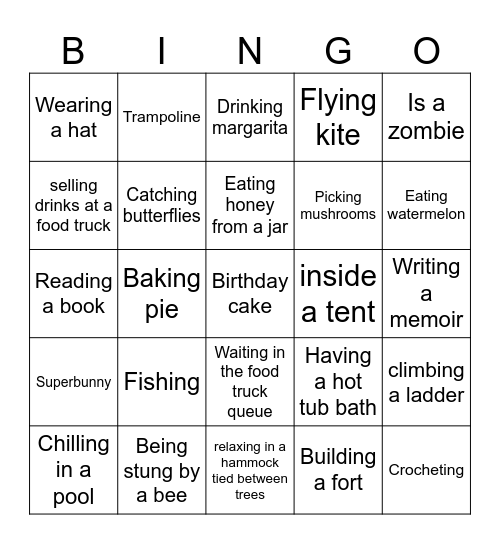 What are the bunnies doing? Bingo Card