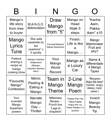 MANGO DAY BINGO 2025 Bingo Card