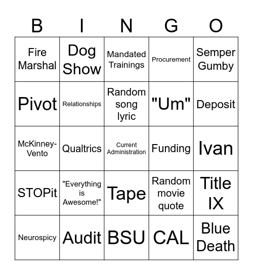 2025 PD Bingo Card