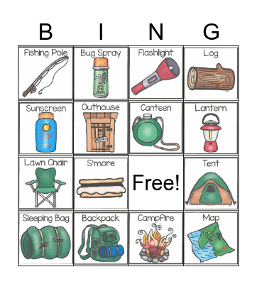 Camping BINGO Card